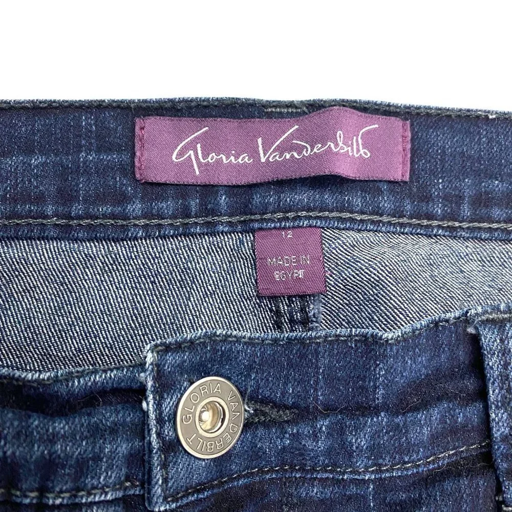 Gloria Vanderbilt Amanda Straight Leg Womens size 12P Dark Wash Blue Denim jeans